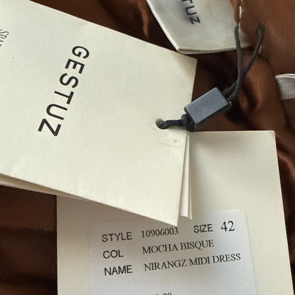 GESTUZ Nirangz Midi Leather Dress Mocha Bisque Size 42 NWT $750 Retail - Picture 6 of 6